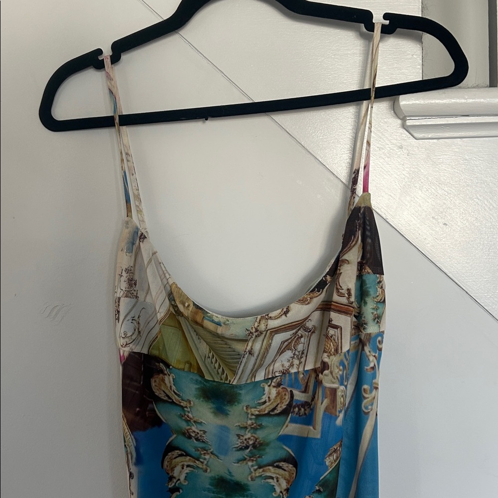 Miaou Multicolor Printed Slip Maxi Dress - Blue, Pink, Cream - Picture 7 of 7